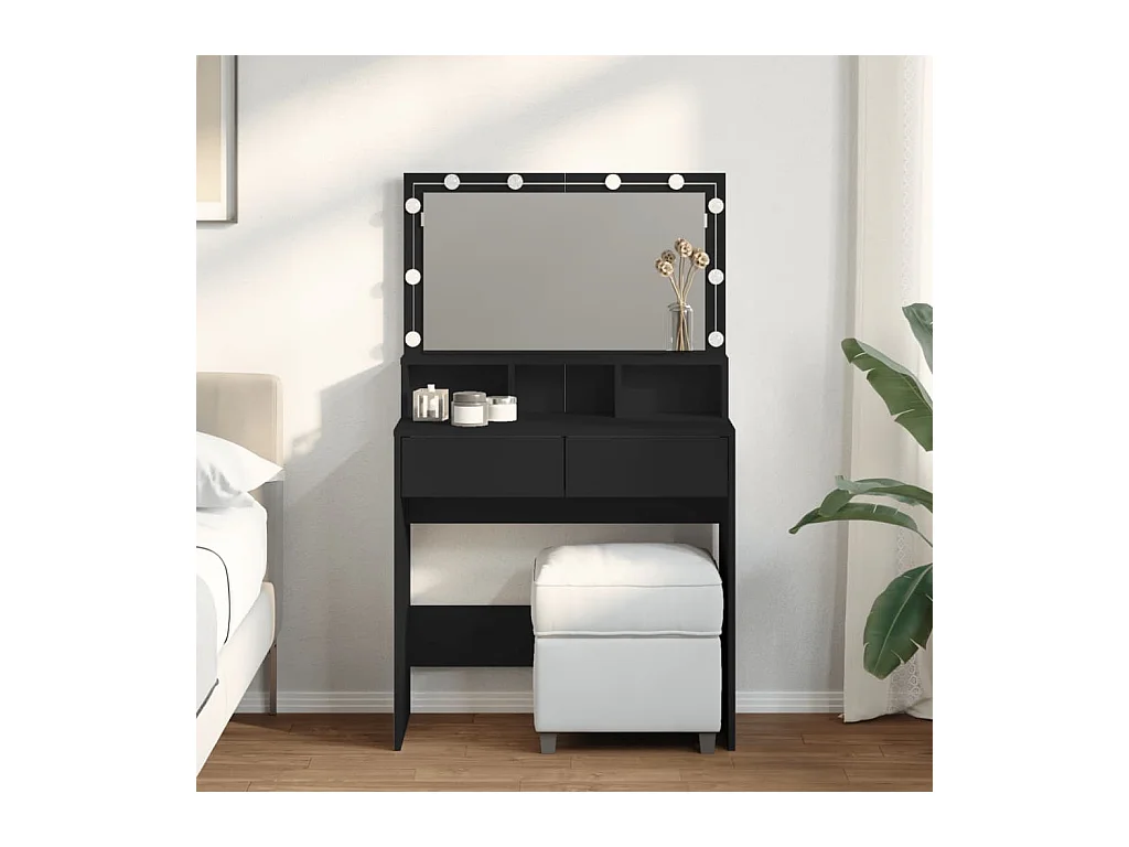 Coiffeuse avec LED noir 80x41x134,5 cm FR651659