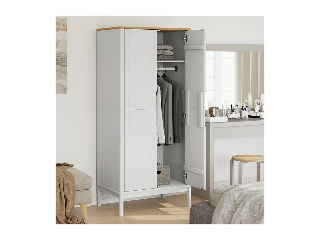 Garde-robe FLORO blanc 77x53x171 cm bois massif de pin FR531138
