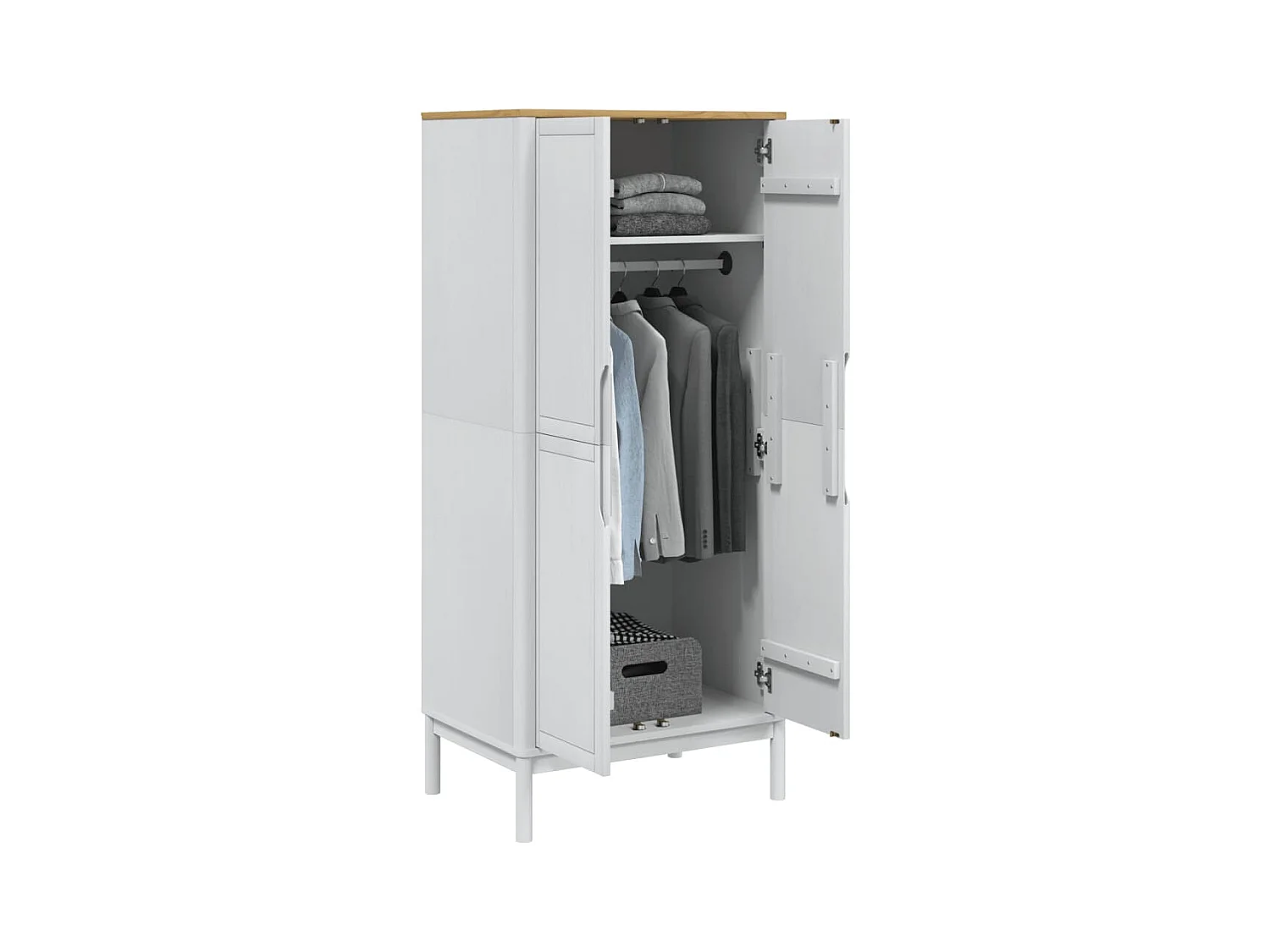 Garde-robe FLORO blanc 77x53x171 cm bois massif de pin FR531138