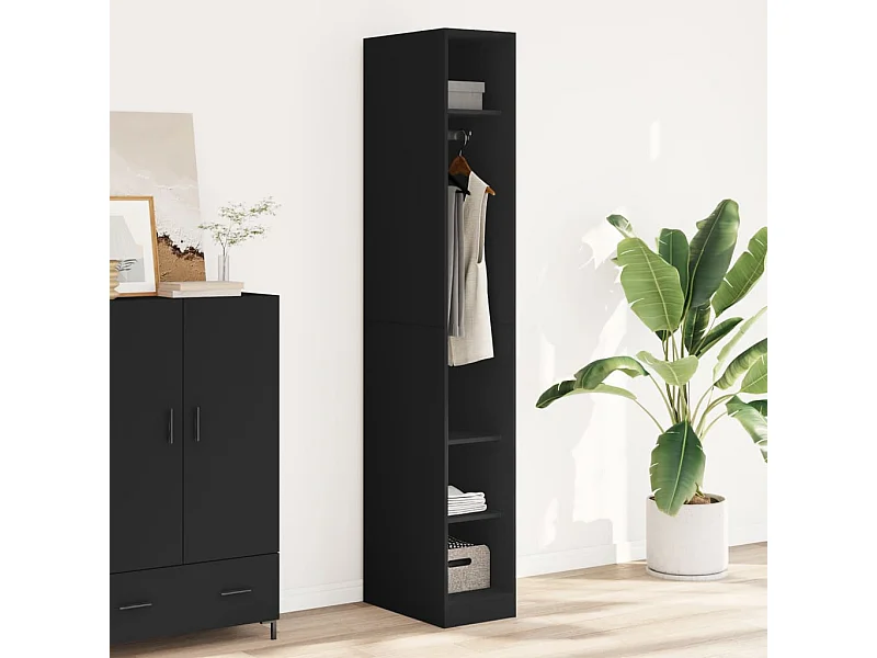 Armario de madera de ingeniería negro 30x50x200 cm ES352446