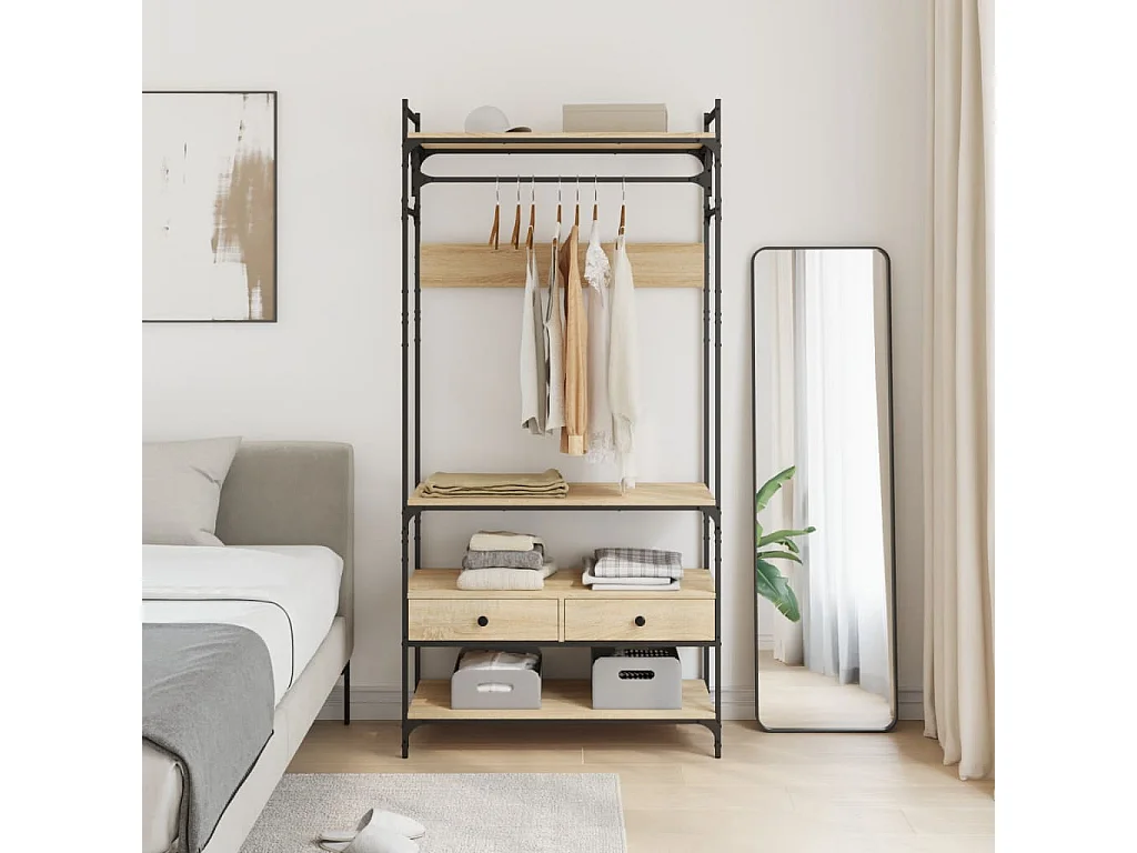 Armario cajones madera ingeniería roble Sonoma 89x39x184,5 cm ES531102