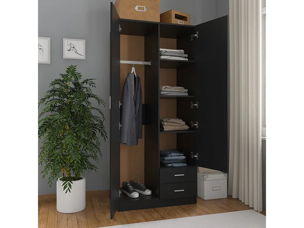 Garde-robe Noir 80x52x180 cm Aggloméré FR538125