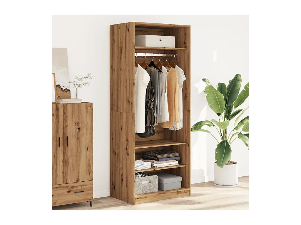 Garde-robe chêne artisanal 80x50x200 cm bois d'ingénierie FR211514