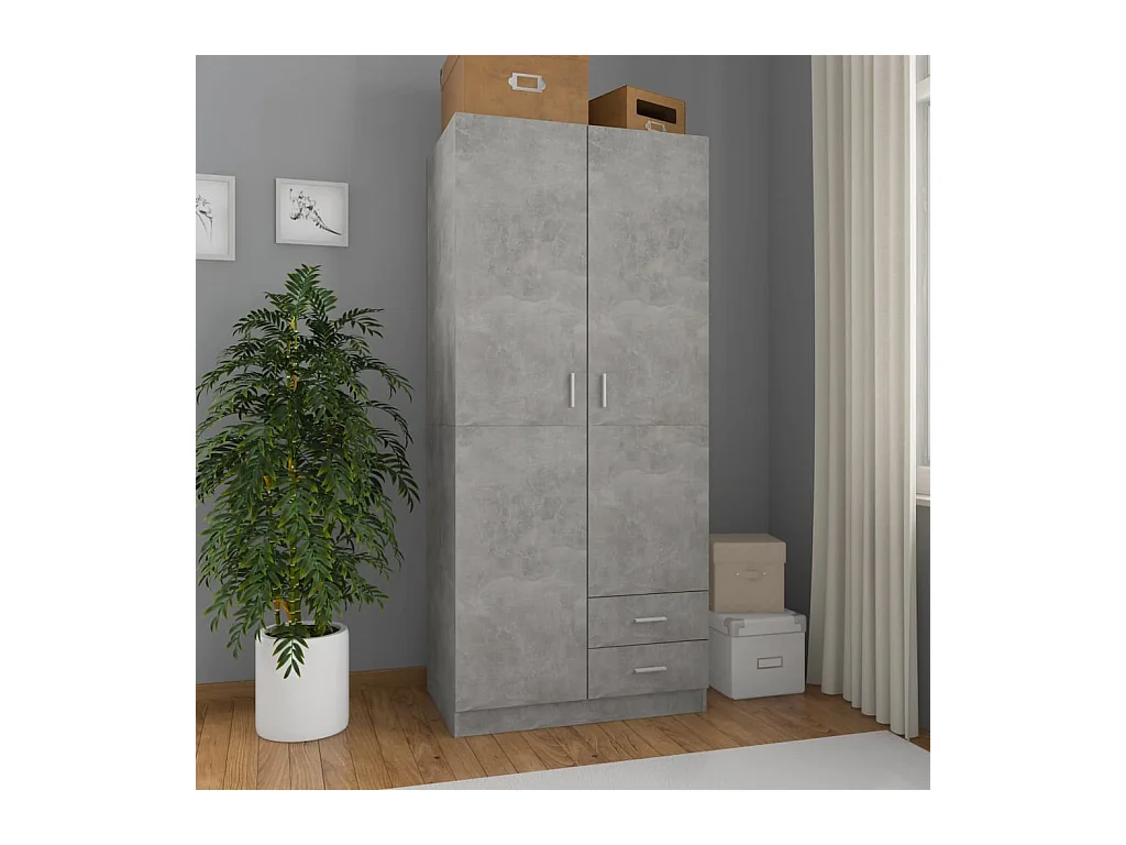 Garde-robe Gris béton 80x52x180 cm Aggloméré FR191766