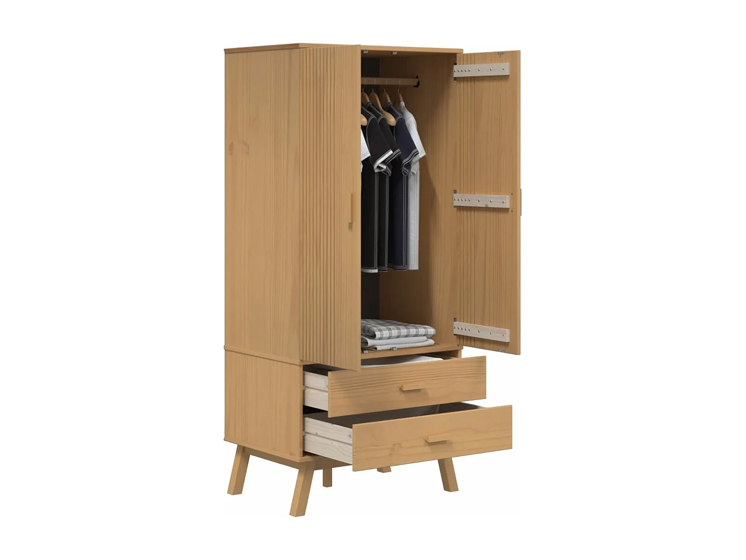 Armario OLDEN madera maciza de pino marrón 76,5x53x172 cm ES398858