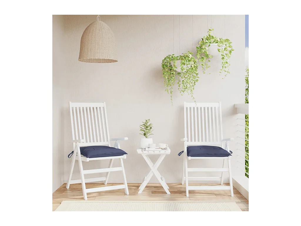 Coussins de chaise lot de 2 bleu marine 50x50x7 cm tissu oxford FR653916