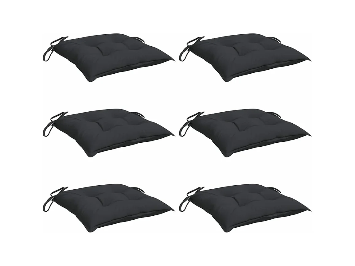 Cojines de silla de jardín 6 uds tela Oxford negro 40x40x7 cm ES925676