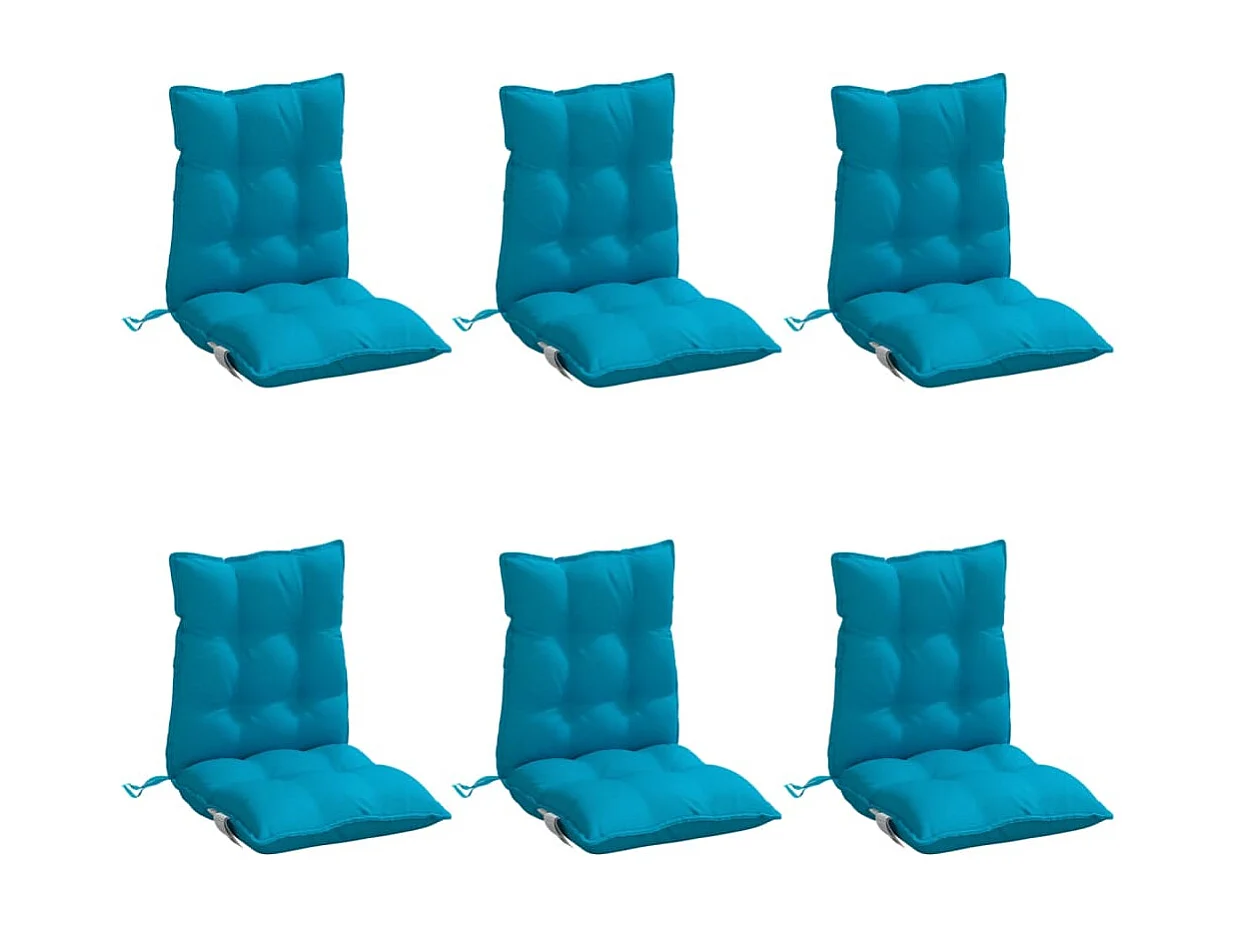 Stoelkussens 6 st lage rug oxford stof lichtblauw BE534999