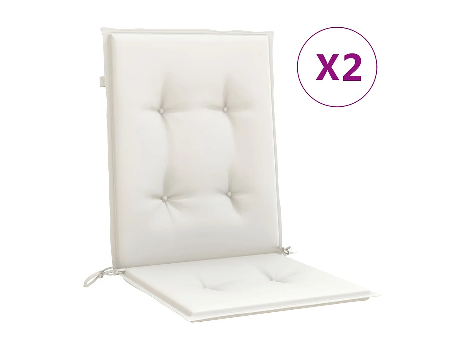 Coussins de chaise à dossier bas lot de 2 crème mélangé tissu FR591336