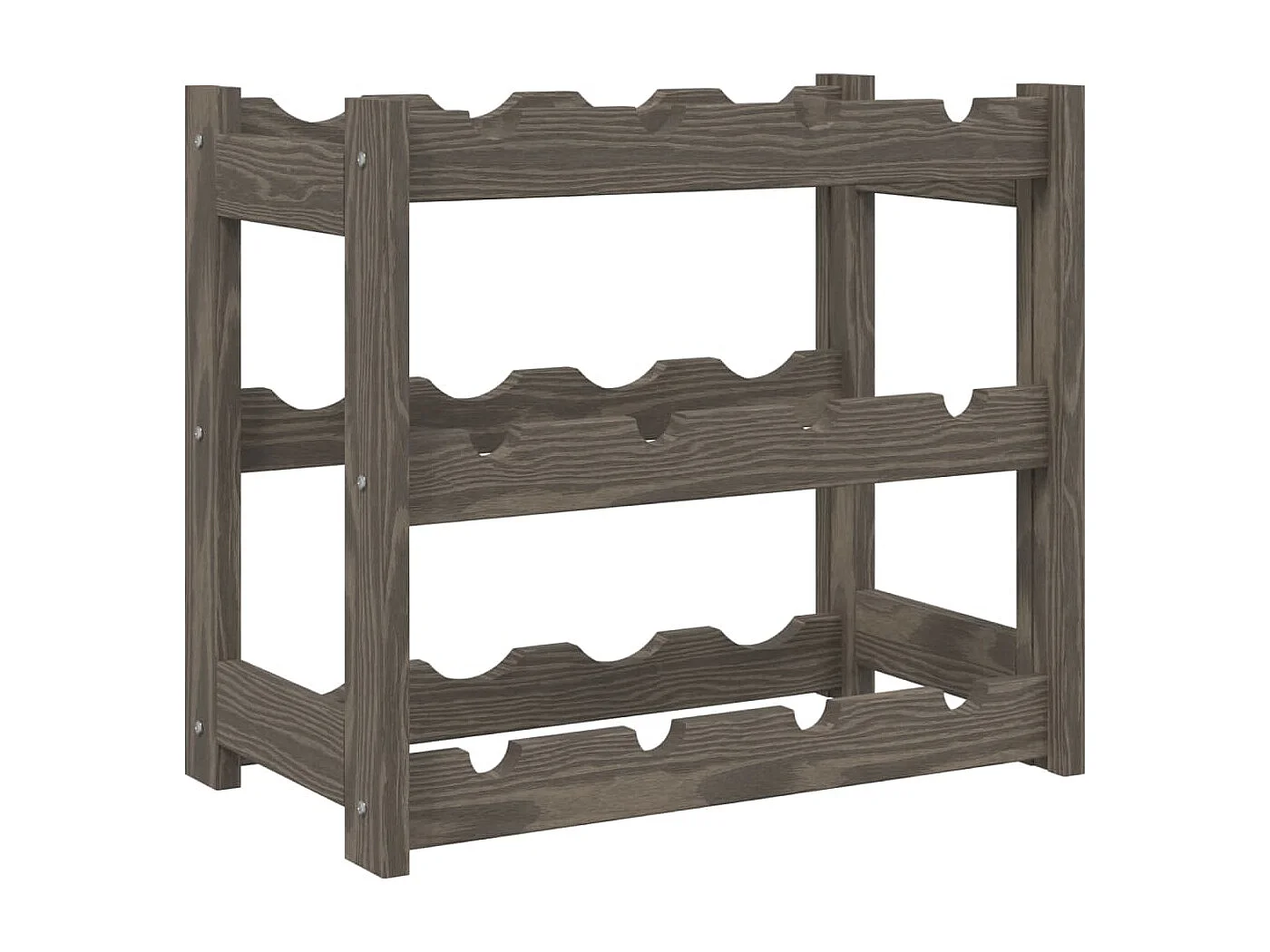 Casier à bouteilles pour 12 bouteilles gris bois pin solide FR935159