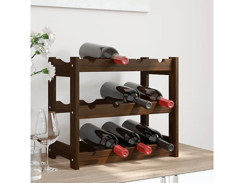 Botellero para 12 botellas madera maciza de pino marrón ES103159