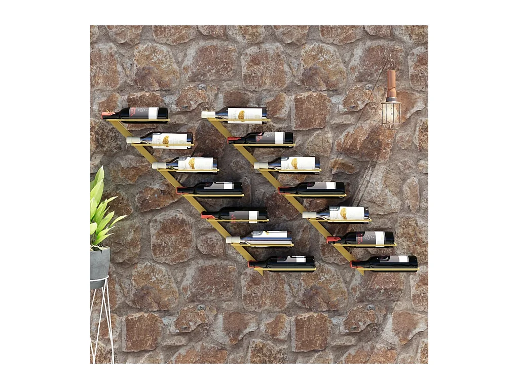 Casier à vin mural pour 7 bouteilles 2 pcs Doré Métal FR913898