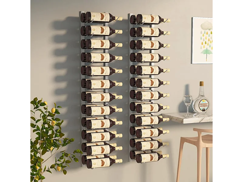 Casier à vin mural pour 24 bouteilles 2 pcs Blanc Fer FR145787