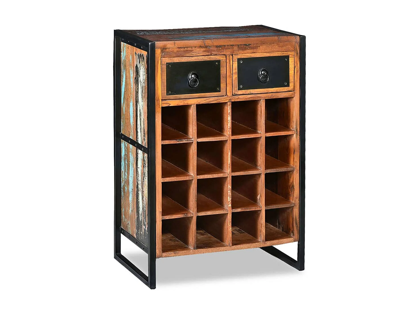 Wijnrek voor 16 flessen massief gerecycled hout BE339380