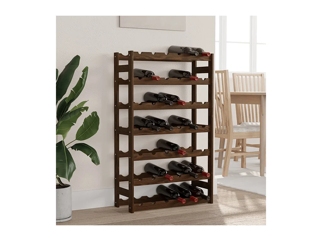 Casier à bouteilles pour 42 bouteilles marron bois pin solide FR597212