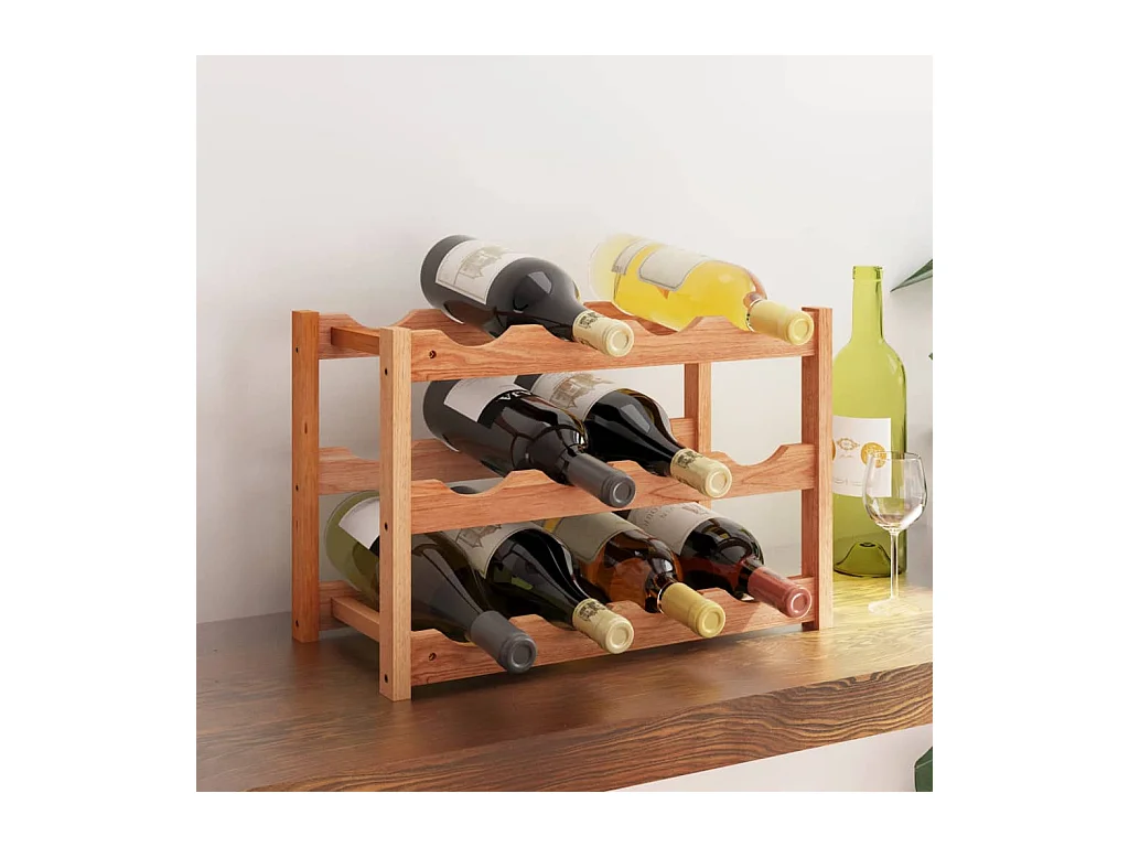 Casier à vin pour 12 bouteilles Bois massif de noyer FR421012