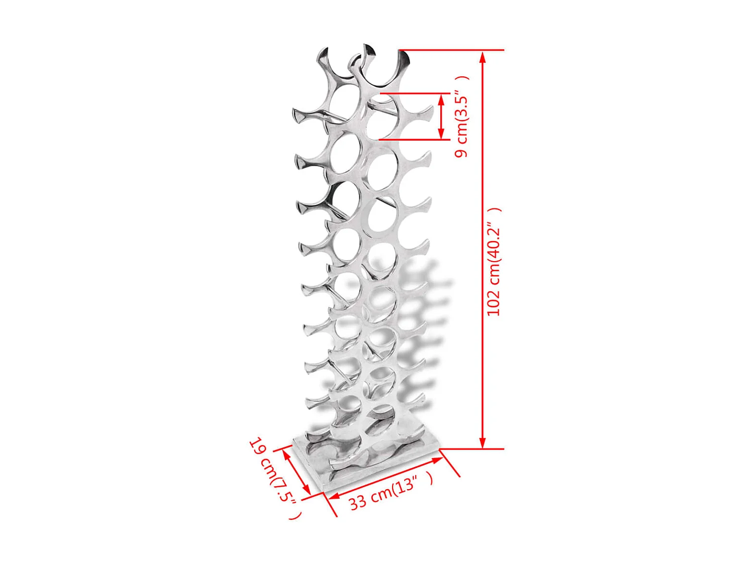 Casier à bouteilles Aluminium Argenté 27 bouteilles FR970481