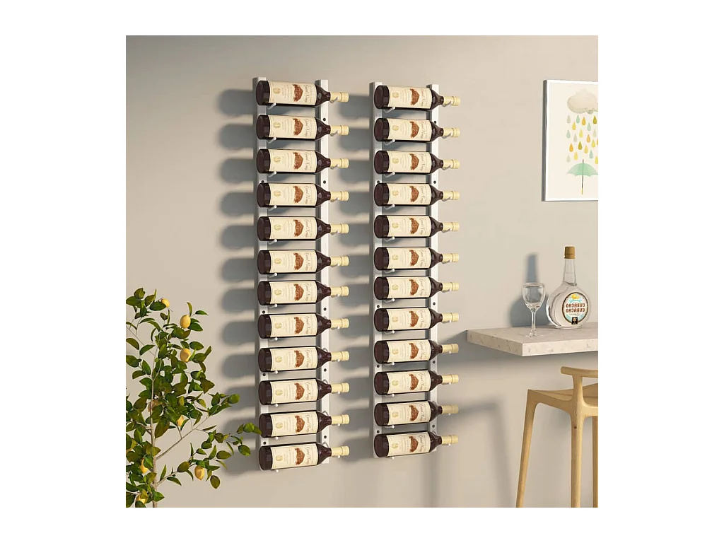 Casier à vin mural pour 12 bouteilles 2 pcs Blanc Fer FR142686