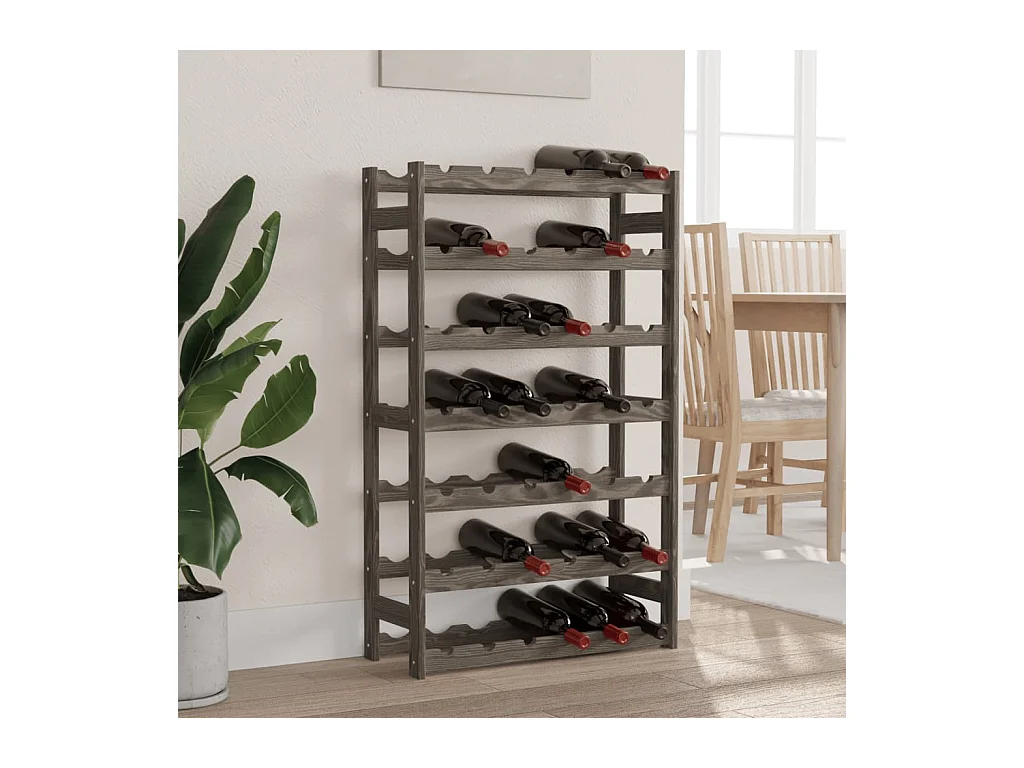 Casier à bouteilles pour 42 bouteilles gris bois pin solide FR185777