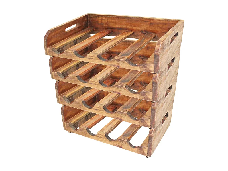 Wijnrekken voor 16 flessen 4 st massief gerecycled hout BE639683