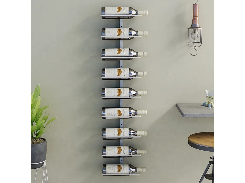 Botellero de pared para 9 botellas hierro blanco ES619850