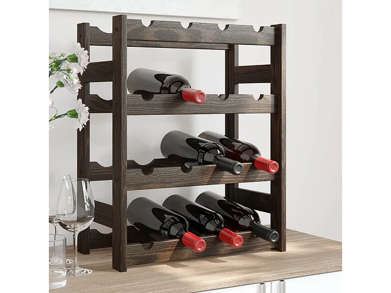 Casier à bouteilles pour 16 bouteilles noir bois pin solide FR565292