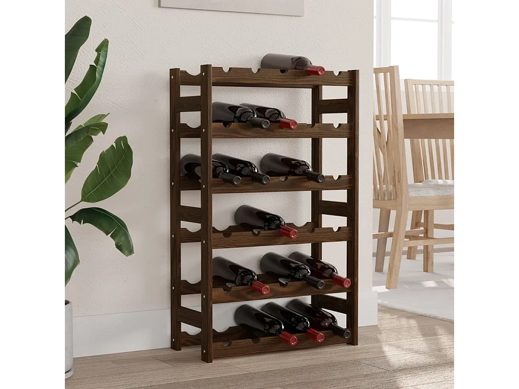 Casier à bouteilles pour 30 bouteilles marron bois pin solide FR846551