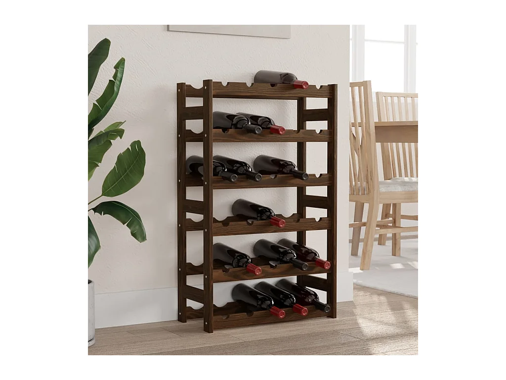 Casier à bouteilles pour 30 bouteilles marron bois pin solide FR846551