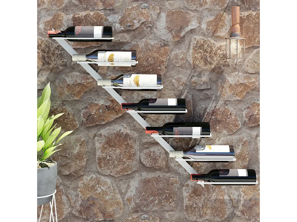Casier à vin mural pour 7 bouteilles Blanc Fer FR389996