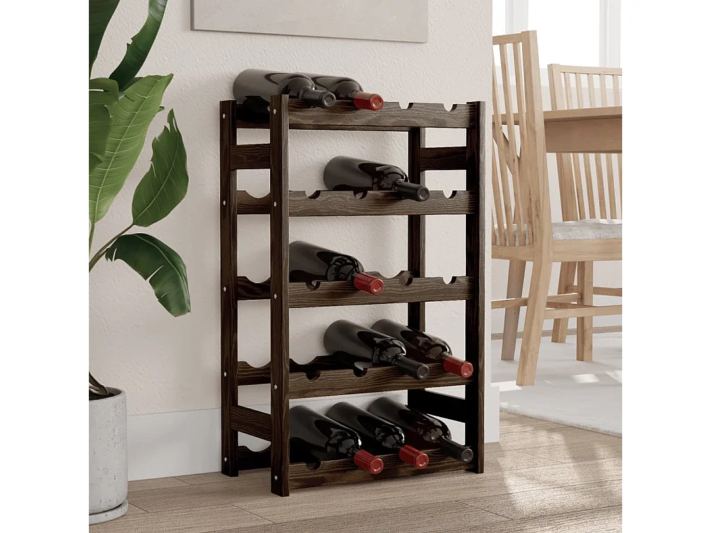 Casier à bouteilles pour 20 bouteilles noir bois pin solide FR781713