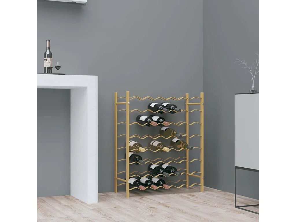 Casier à bouteilles pour 48 bouteilles Doré Métal FR620320
