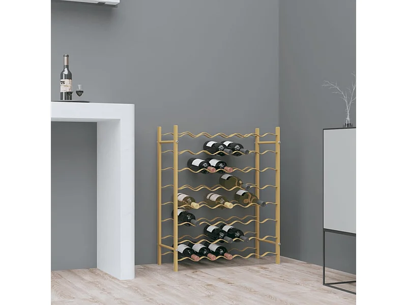 Botellero para 48 botellas de metal dorado ES103086