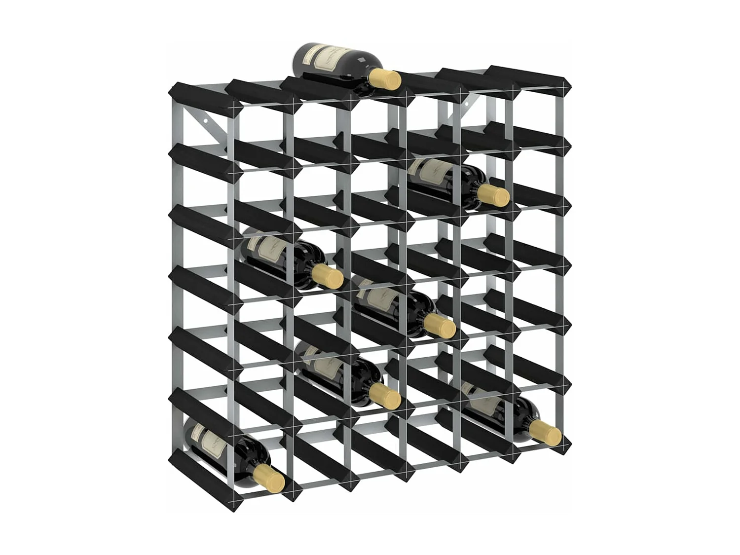 Casier à bouteilles pour 42 bouteilles Noir Bois de pin solide FR769217