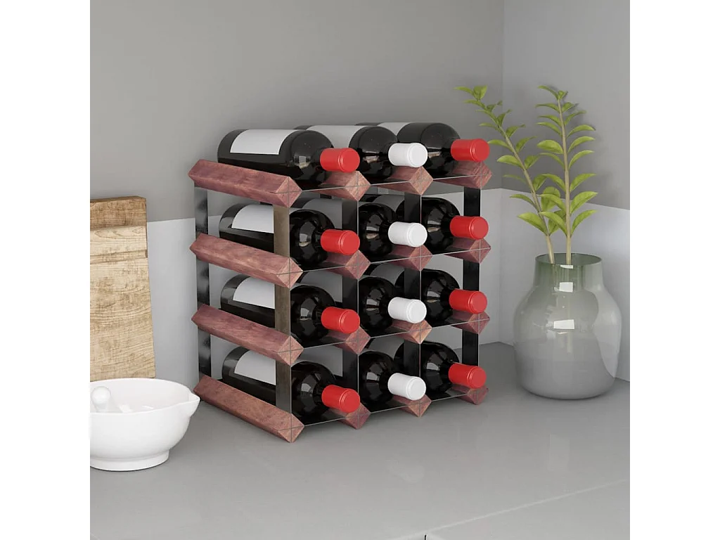 Casier à bouteilles pour 12 bouteilles Marron Bois pin solide FR661234