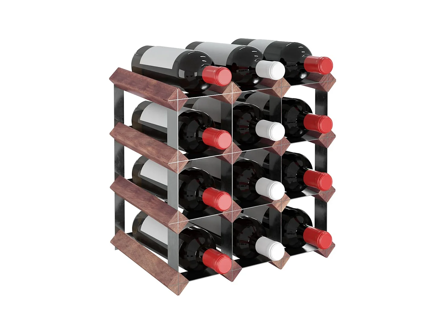 Casier à bouteilles pour 12 bouteilles Marron Bois pin solide FR661234