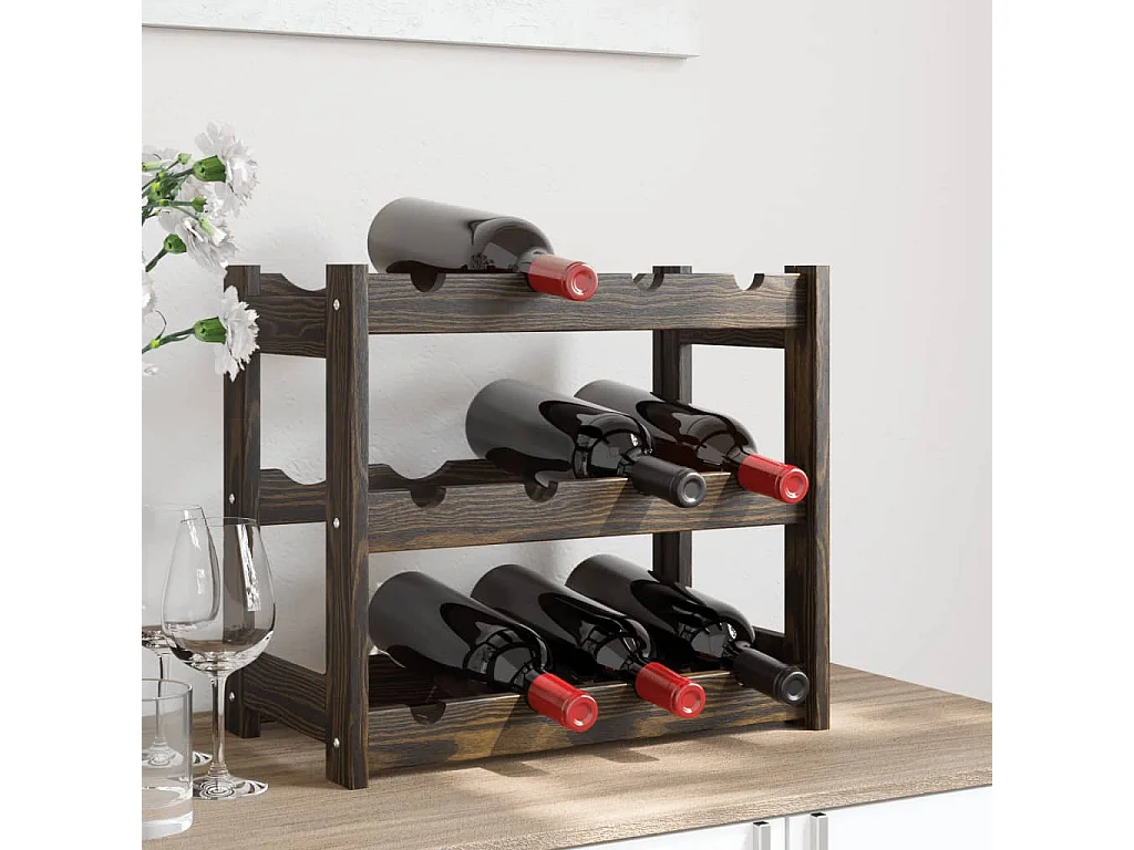 Botellero para 12 botellas madera maciza de pino negro ES376466