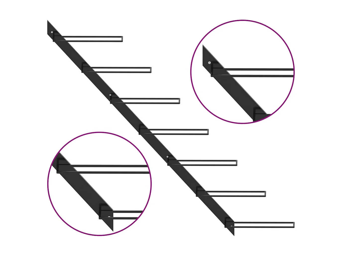 Casier à bouteilles mural pour 7 bouteilles Noir Métal FR947527