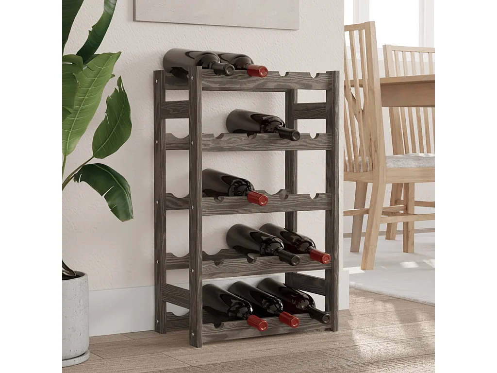Casier à bouteilles pour 20 bouteilles gris bois pin solide FR790535