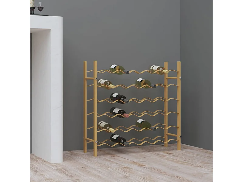 Casier à bouteilles pour 36 bouteilles Doré Métal FR217084