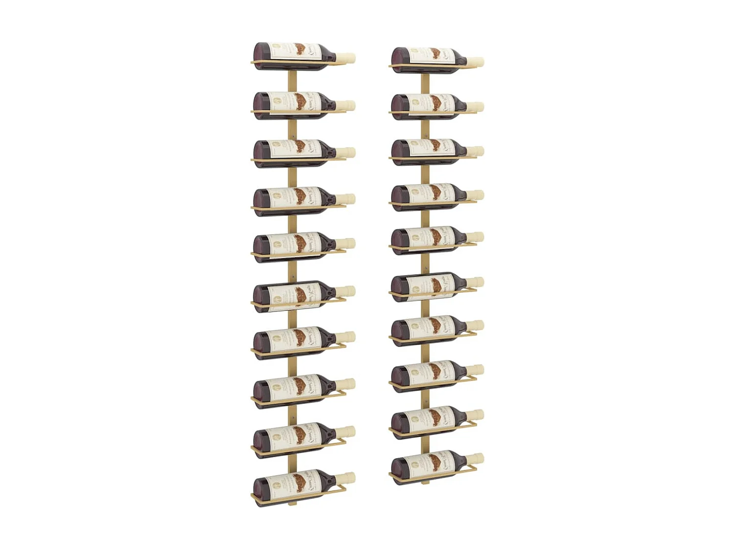 Garrafeira de parede para 10 garrafas metal dourado PT329565