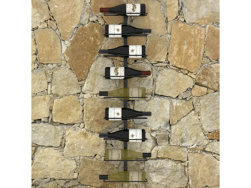 Casier à bouteilles mural pour 9 bouteilles Noir Fer FR713998