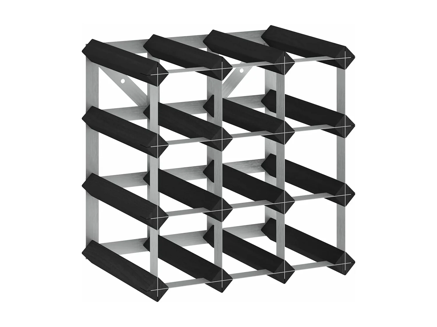 Casier à bouteilles pour 12 bouteilles Noir Bois de pin solide FR496787