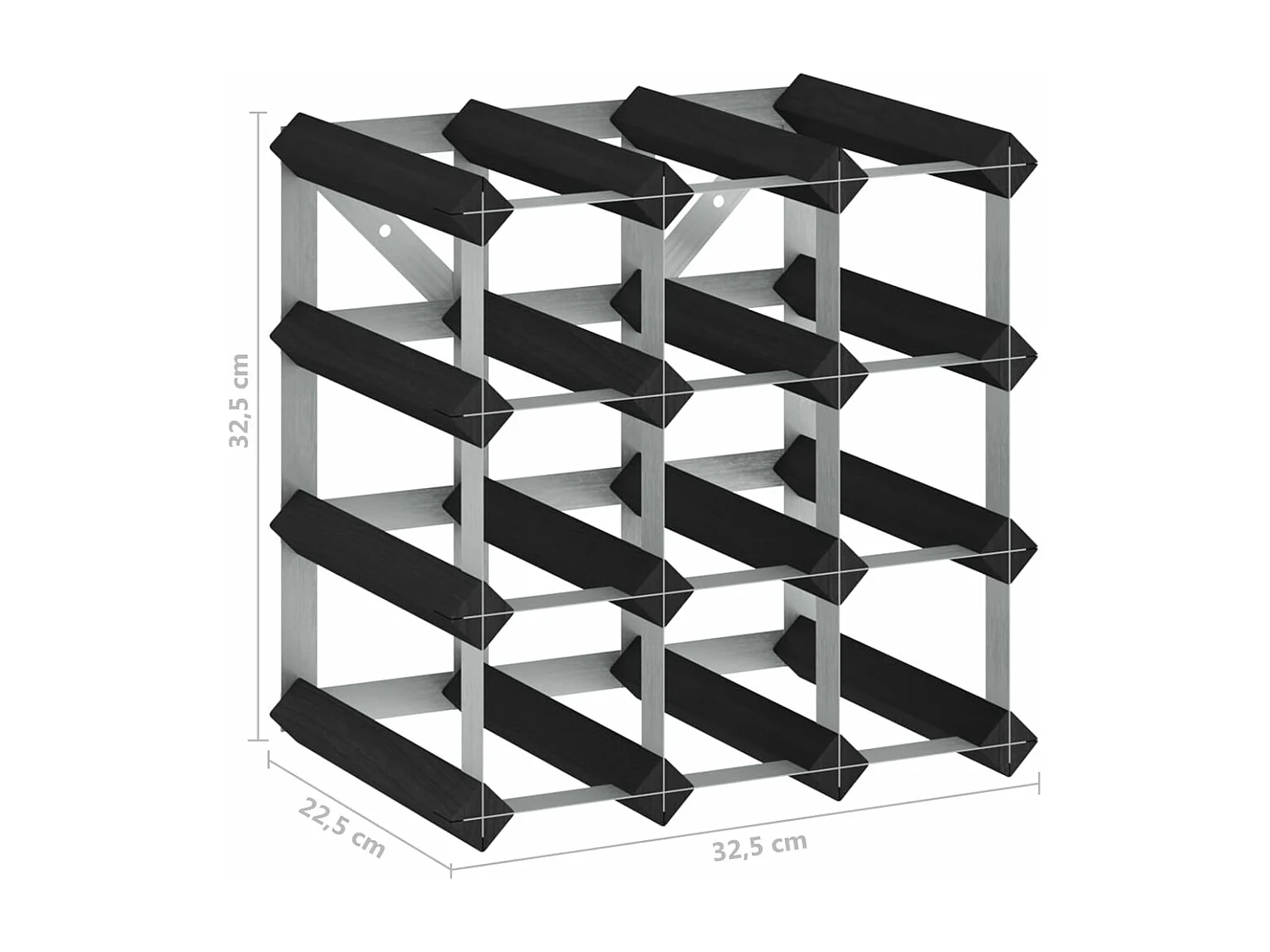 Casier à bouteilles pour 12 bouteilles Noir Bois de pin solide FR496787