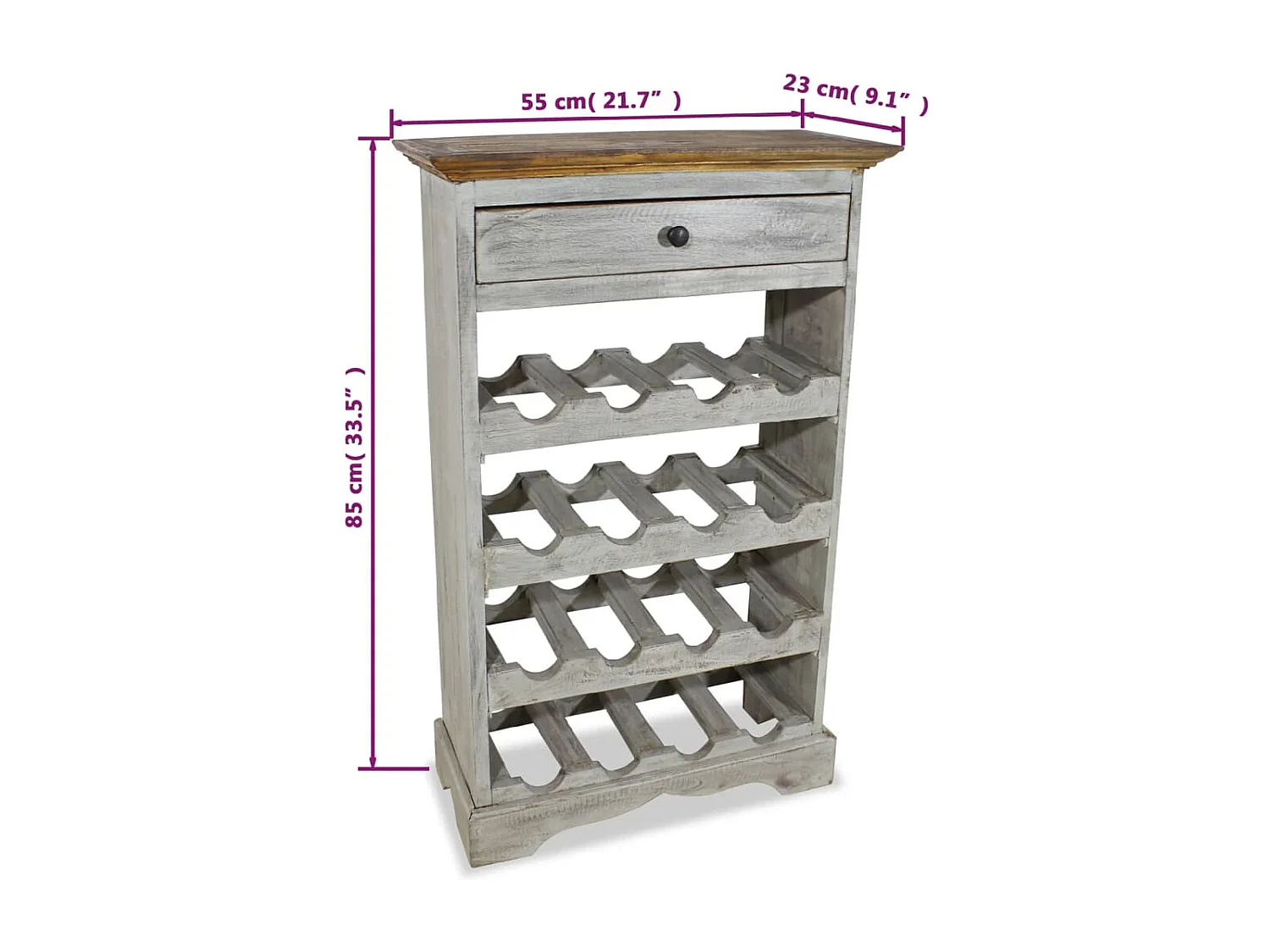 Casier à bouteilles Bois massif de récupération 55 x 23 x 85 cm FR528222