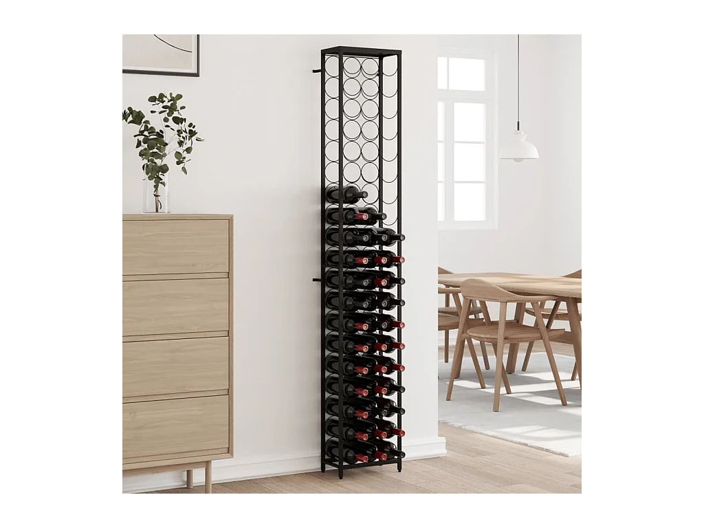 Casier à bouteilles de 57 bouteilles noir 34x18x200cm fer forgé FR588066