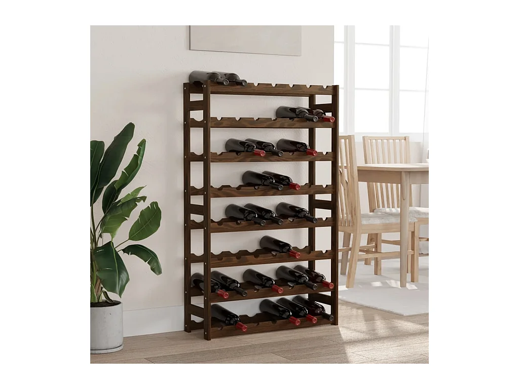 Casier à bouteilles pour 56 bouteilles marron bois pin solide FR102697
