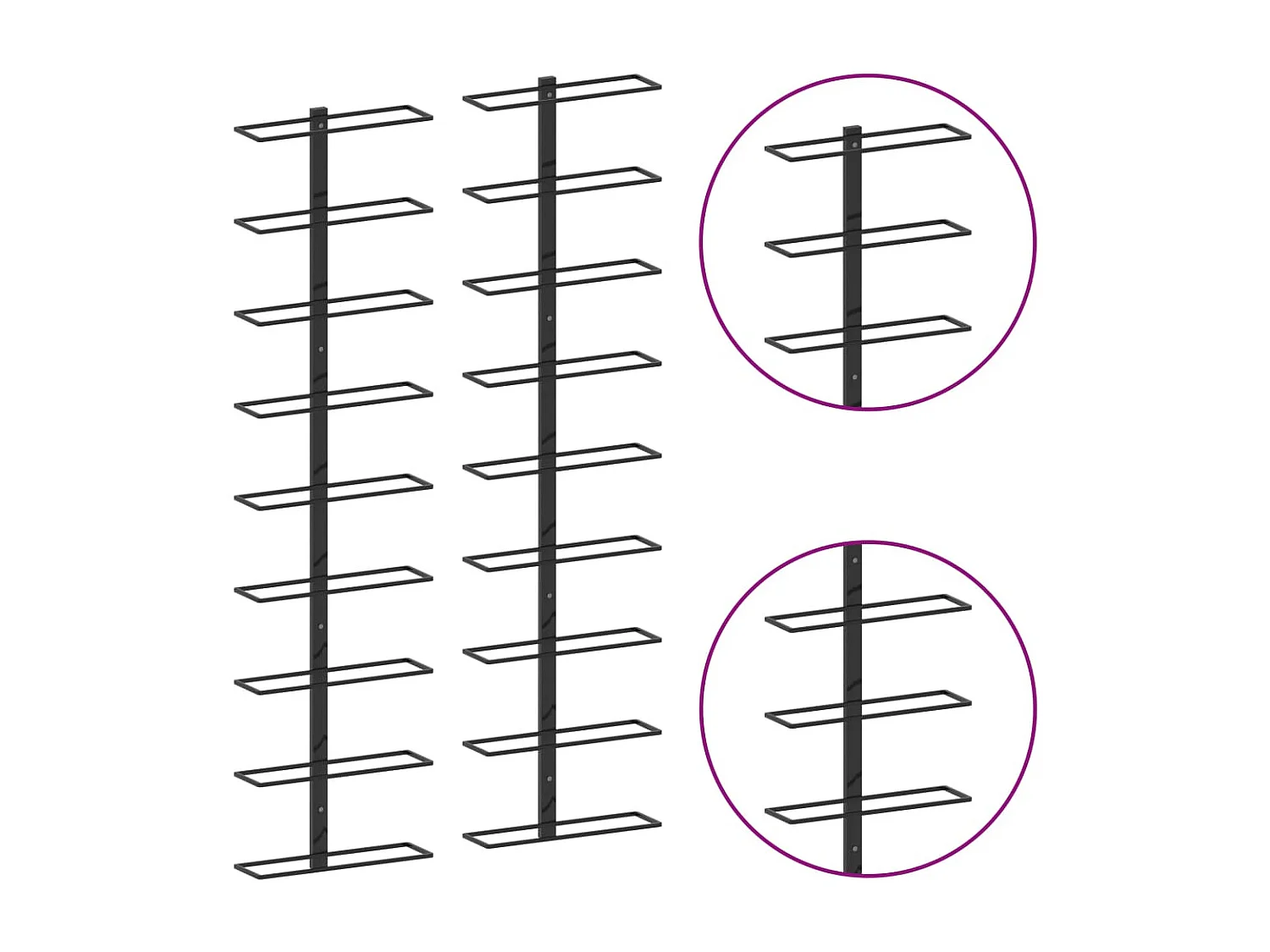 Botelleros de pared para 18 botellas 2 unidades hierro negro ES881430