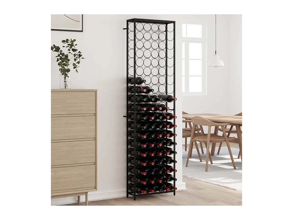 Casier à bouteilles de 95 bouteilles noir 54x18x200cm fer forgé FR642303