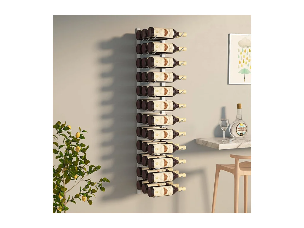 Casier à vin mural pour 36 bouteilles Blanc Fer FR741527