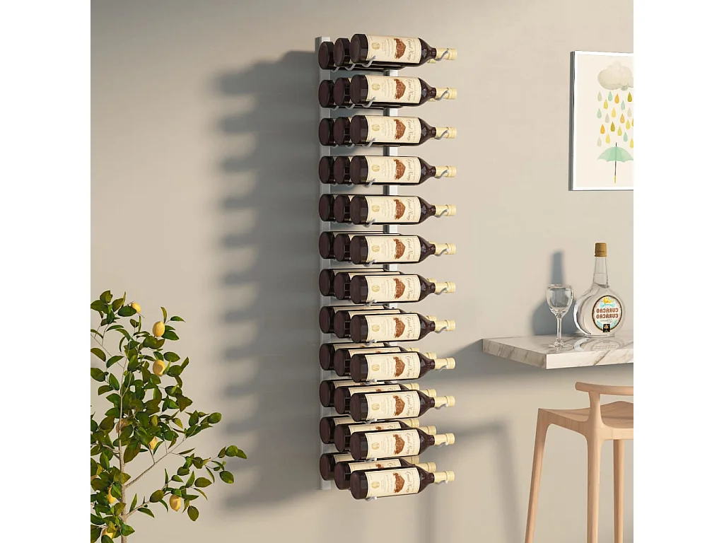 Casier à vin mural pour 36 bouteilles Blanc Fer FR741527
